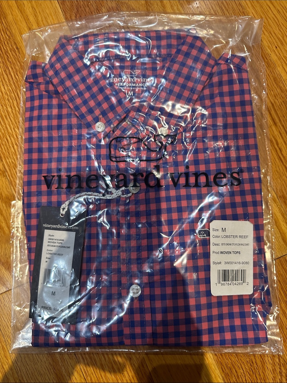 Vineyard Vines Nantucket Red and Blue Check Button-Down Shirt